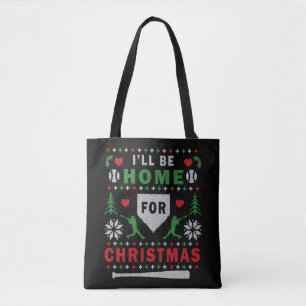 Tote Bag Je Serai À La Maison Pour Noël Baseball Vilain Noë