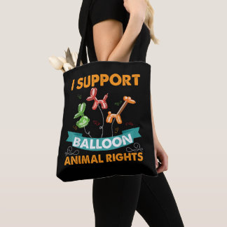 Tote Bag Je soutiens les droits des animaux de ballon amusa