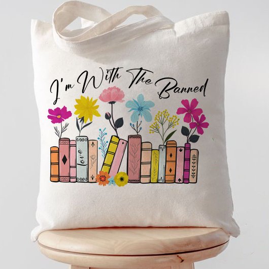 Tote Bag Je suis avec les livres interdits