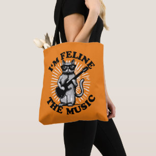 Tote Bag Je suis Feline La Musique   Chat Joueur de guitare