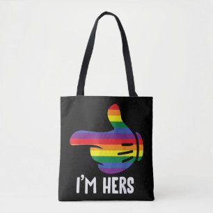 Tote Bag Je suis Hers Rainbow Lesbian Couple Funny LGBT Pri