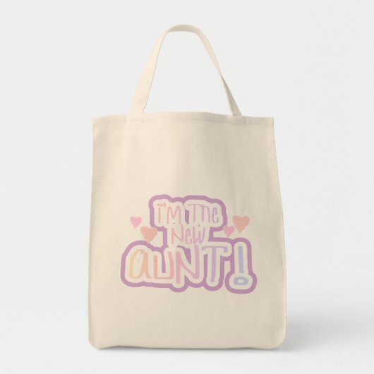 Tote Bag Je suis la Nouvelle Tante - Tons de rose (Devant)