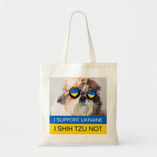 Tote Bag Je suis pour l'Ukraine Je Shih Tzu Pas le drapeau (Devant)