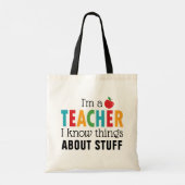 Tote Bag Je suis un enseignant je sais des choses Personnal (Dos)