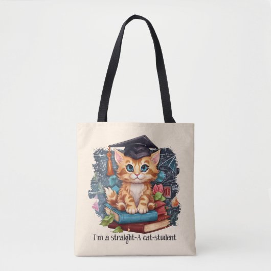Tote Bag Je suis un étudiant en chats droit (Devant)