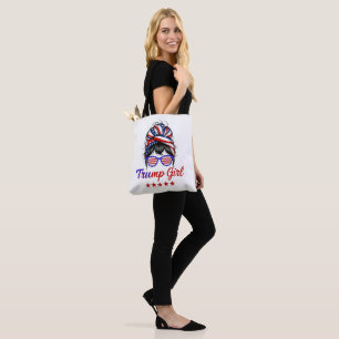 Tote Bag Je suis une fille Trump, Messy Bun Election 2024