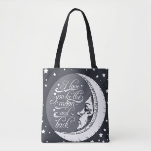 Tote Bag Je t'aime à la lune et au dos