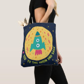 Tote Bag Je t'aime à la lune et au Rocketship arrière (De près)