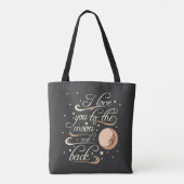 Tote Bag Je t'aime au noir de lune et de dos (Dos)