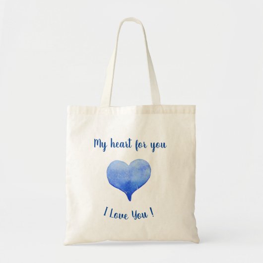Tote Bag Je t'aime Cute Blue Heart Saint Valentin   (Devant)