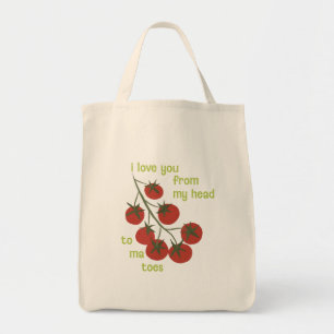 Tote Bag Je t'aime de ma tête à mes tomates