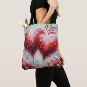 Tote Bag Je T'Aime Deux Coeurs Abstraits Peindre Valentine