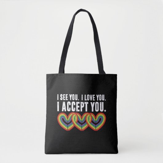 Tote Bag Je T'Aime Je T'Accepte Rainbow LGBTQ (Devant)