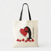 Tote Bag Je T'Aime Plus ! Coeur rouge et pingouin (Devant)