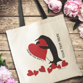 Tote Bag Je T'Aime Plus ! Coeur rouge et pingouin