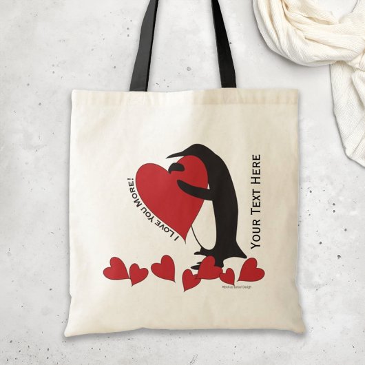 Tote Bag Je T'Aime Plus ! Coeur rouge et pingouin