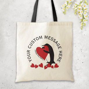 Tote Bag Je t'aime plus ! - Manchot et Cœur Rouge