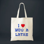 Tote Bag Je t'aime un Latke<br><div class="desc">Grand cadeau de Chanukah pour dire à quelqu'un combien vous les aimez avec une pièce sur les mots avec Latke!</div>