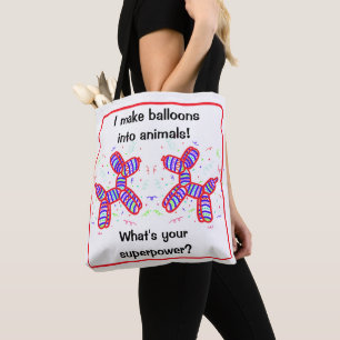 Tote Bag Je transforme les ballons en animaux tordus