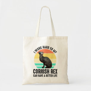 Tote Bag Je travaille dur pour que mon Cornish Rex ait une