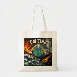 Tote Bag Je vais bien Funny Planet Earth Chaos Graphique