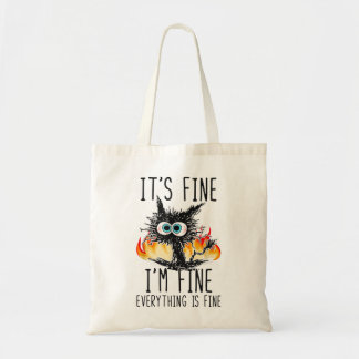 Tote Bag Je vais bien tout va bien Chat drôle