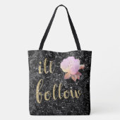 Tote Bag Je vais suivre Black Silver Rose Fourre-tout (Dos)