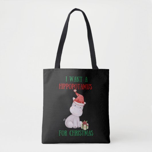 Tote Bag Je Veux Un Hippopotame Pour Noël (Devant)