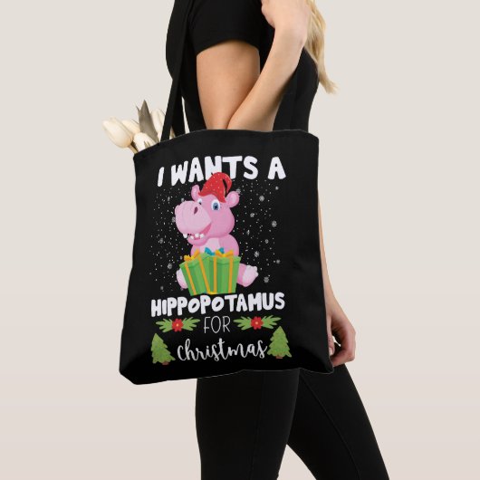 Tote Bag Je Veux Un Hippopotame Pour Noël (De près)
