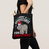 Tote Bag Je Veux Un Hippopotame Pour Noël Hippo De Noël (De près)