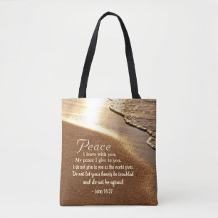 Tote Bag Jean 14:27 Jésus dit : "Paix, je pars avec toi,"