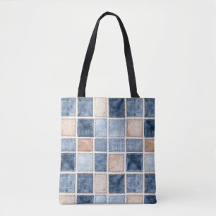 Tote Bag Jean bleu en denim de crème factice