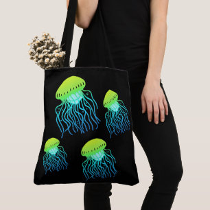 Tote Bag Jellyfish - Designer Jellies Neon Green Jelly Fish
