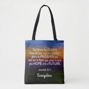 Tote Bag Jeremiah 29:11 JE SAIS LES PLANS Nom Christian