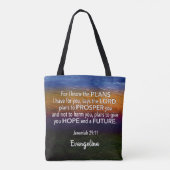 Tote Bag Jérémie 29:11 JE CONNAIS LES PLANS Nom Christian (Dos)