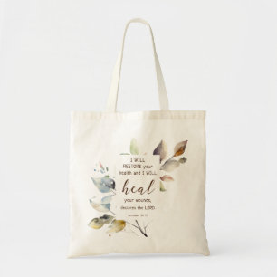 Tote Bag Jérémie 30 17 Je guérirai vos blessures Bible Vers