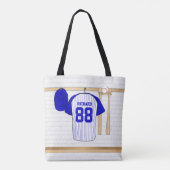 Tote Bag Jersey de baseball bleu et blanc personnalisé (Dos)