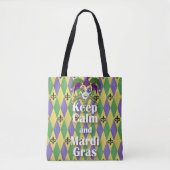 Tote Bag Jester Mask Keep Calm and Mardi Gras (Devant)