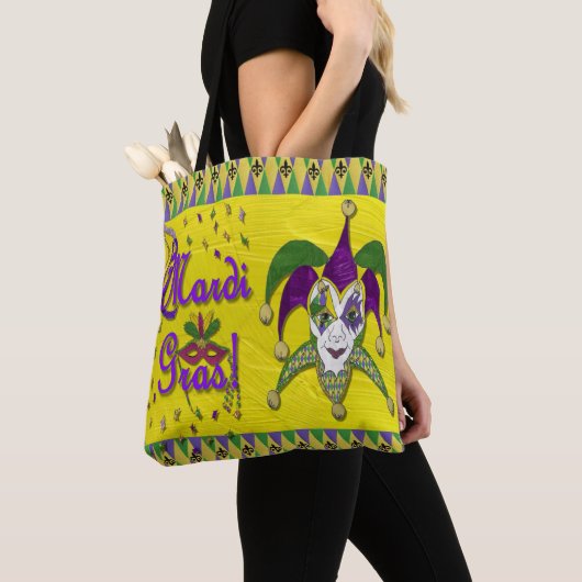 Tote Bag Jester Mask Mardi Gras Arlequin Party Art Imprimer (De près)