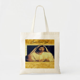 Tote Bag Jésus cassant la texture d'or de Matthew 14-13 de