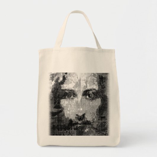 Tote Bag Jesus Christ Collage demi-ton noir + vos idées (Devant)