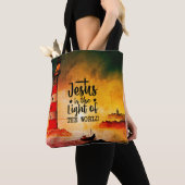 Tote Bag Jésus est la Lumière de la Bible Verse Mondiale (De près)