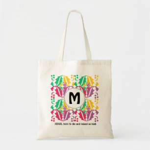 Tote Bag JÉSUS EST NÉE POUR MOURIR Holly Motif Monogram