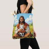 Tote Bag Jesus holding a Lamb | Religious Christian (De près)