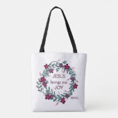 Tote Bag JÉSUS M'APPORTE JOIE AU Monogramme Floral (Dos)