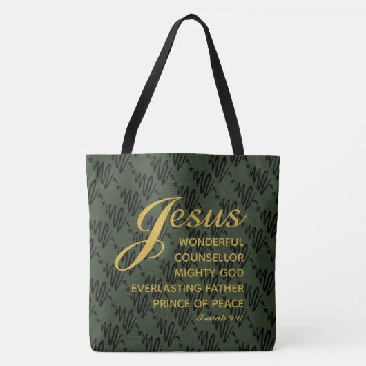 Tote Bag JÉSUS PRINCE DE LA PAIX Écriture Isaïe grand (Devant)