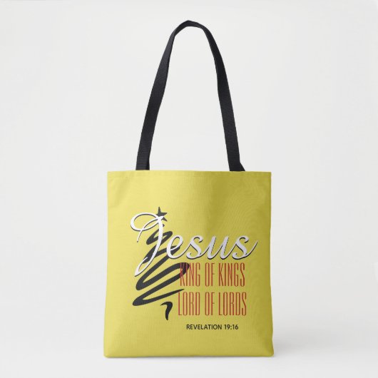 Tote Bag JÉSUS ROI DES ROIS | Christian Yellow | Noël (Devant)