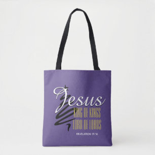 Tote Bag JÉSUS ROI DES ROIS   Noël   Christian Purple