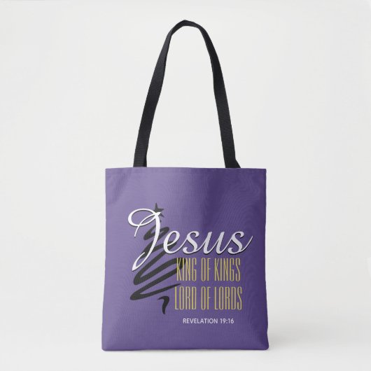 Tote Bag JÉSUS ROI DES ROIS | Noël | Christian Purple (Devant)