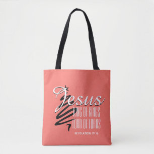 Tote Bag JÉSUS ROI DES ROIS Noël Corail chrétien